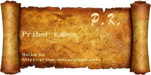 Priher Kabos névjegykártya